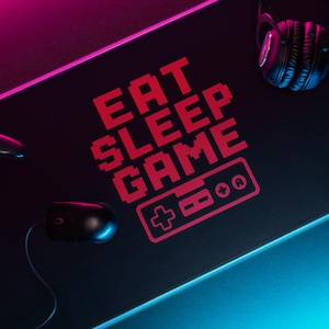Gamer Desk Mat - Eat Sleep Game, Gaming Accessories, Work from Home, Office Decor, Computer Mat, Video Game Gift