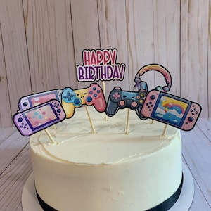 Gaming cake topper set. custom birthday message