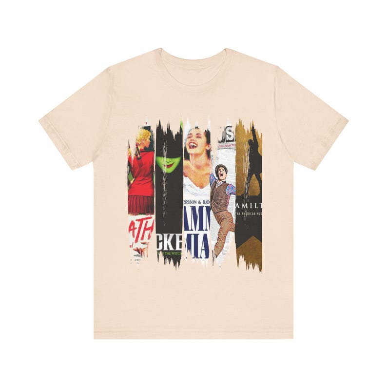 Custom Broadway Shows Musical Collage Tee | Theater Paintbrush Stripes image 8