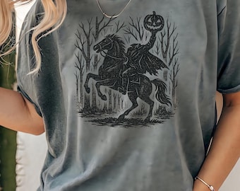 Headless Horseman Comfort Color Halloween Unisex T-shirt, Fall Apparel, Scary Costume Tee, October Festive Shirt, Horror Lover Gift