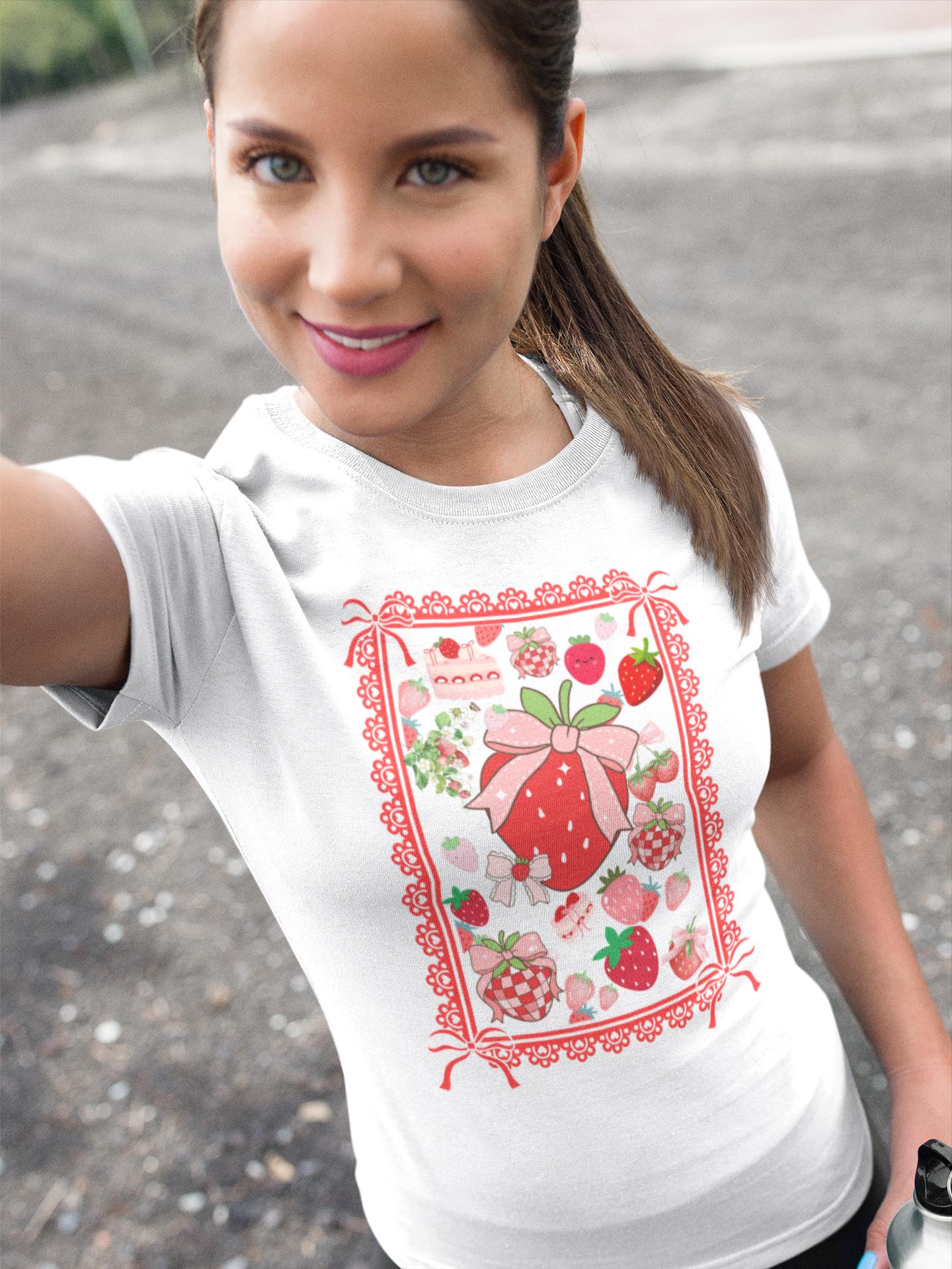 ストロベリーショートケーキTシャツ：コケットサマーデザイン - Etsy 日本
