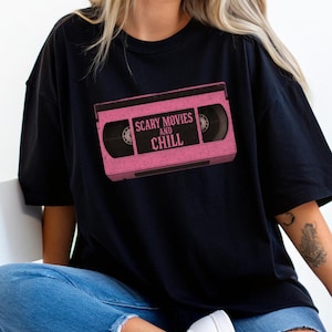 Halloween VHS Vintage Scary Movies Comfort Color T-Shirt, Retro Movie Tee,Movie Nights, Halloween Film Lovers,Theme Park