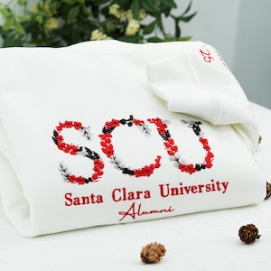 Regalo de graduación para hermana - Sudadera universitaria con letras florales bordadas - Sudaderas universitarias personalizadas para mujer - Camiseta de regreso a clases