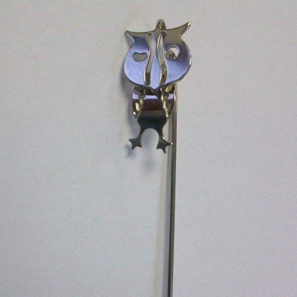 Vintage Owl Stick Pin Brooch DEADSTOCK
