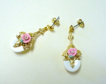 Vintage Filigree Rose Earrings DEADSTOCK