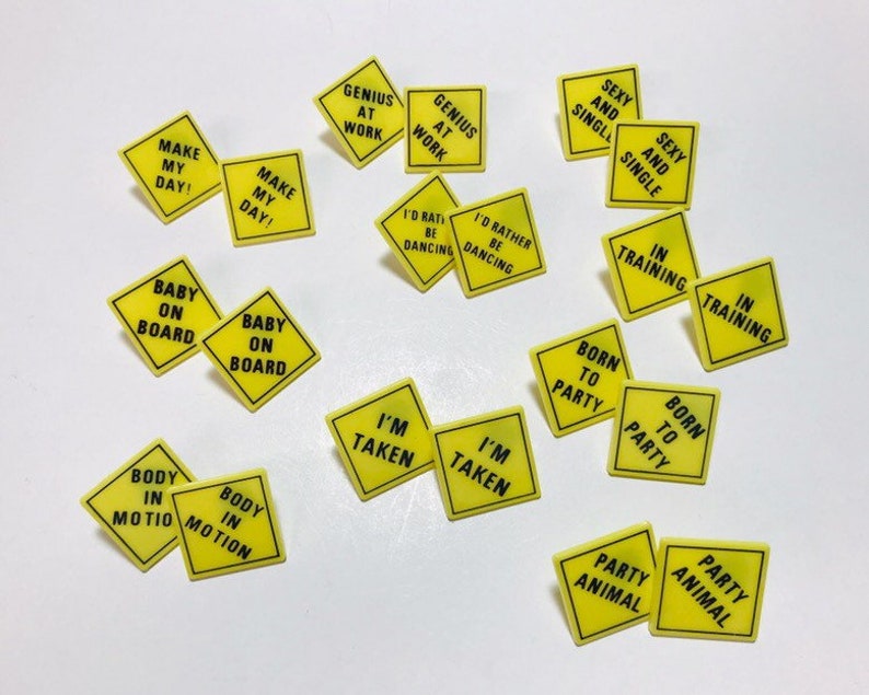 Vintage 1990s yellow caution sign earrings image 3