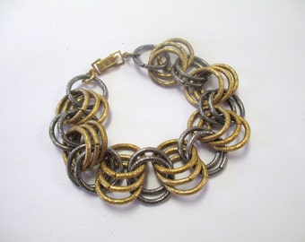 Vintage 60's Two-Tone Antique Style Chain Link Bracelet DEADSTOCK