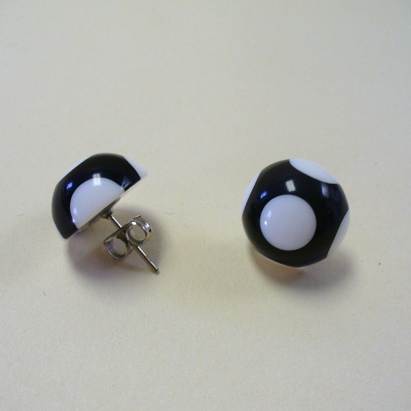 Vintage Black and White Polka Dot Earrings DEADSTOCK