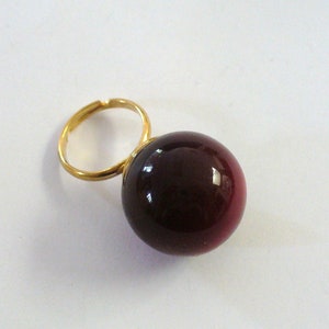 Vintage 60s Lucite Moonstone Ring DEADSTOCK - Black Cherry Red