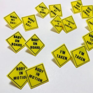 Vintage 1990s yellow caution sign earrings image 2