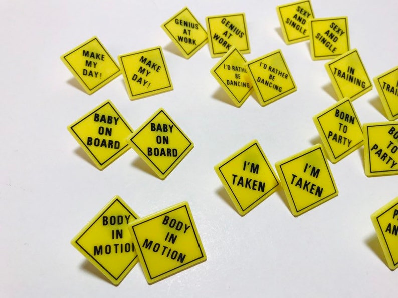 Vintage 1990s yellow caution sign earrings image 2