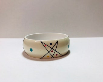 Vintage 1980s splatter paint geometric bangle bracelet