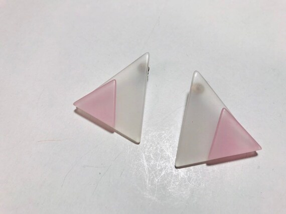 Vintage 1980s frosted pastel geometric earrings - image 7