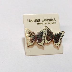 Vintage cloisonné butterfly earrings image 4