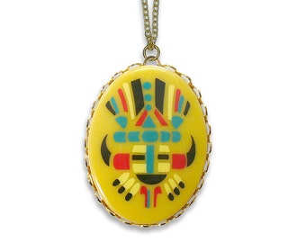 Vintage Big Chief Necklace Pendant Indian Boho Americana Jewelry