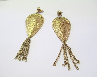 Vintage 90's Giant Gold Tassel Earrings DEADSTOCK