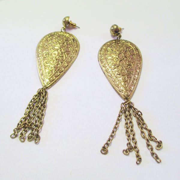 Vintage 90's Giant Gold Tassel Earrings DEADSTOCK