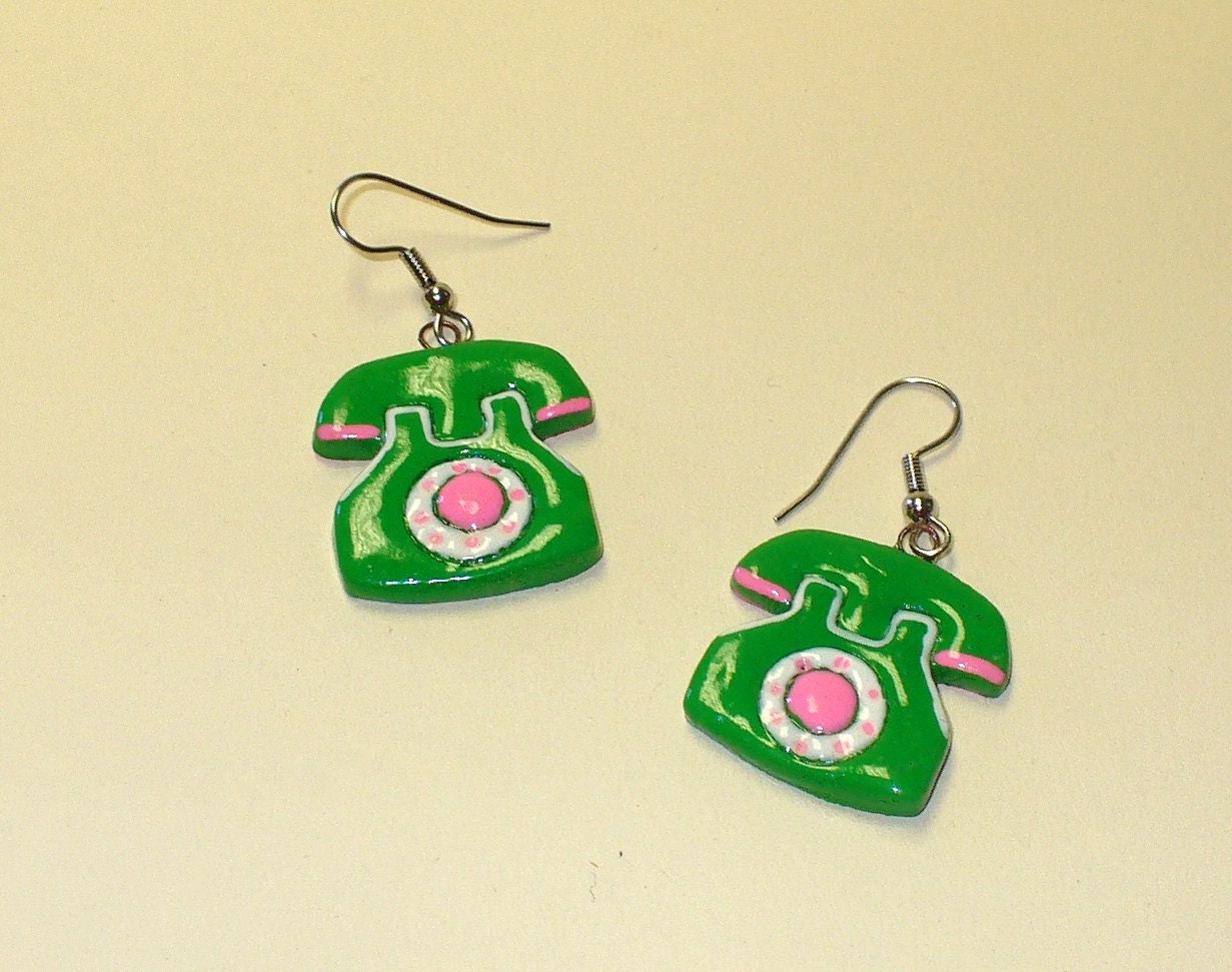 Vintage Telephone Earrings DEADSTOCK Etsy