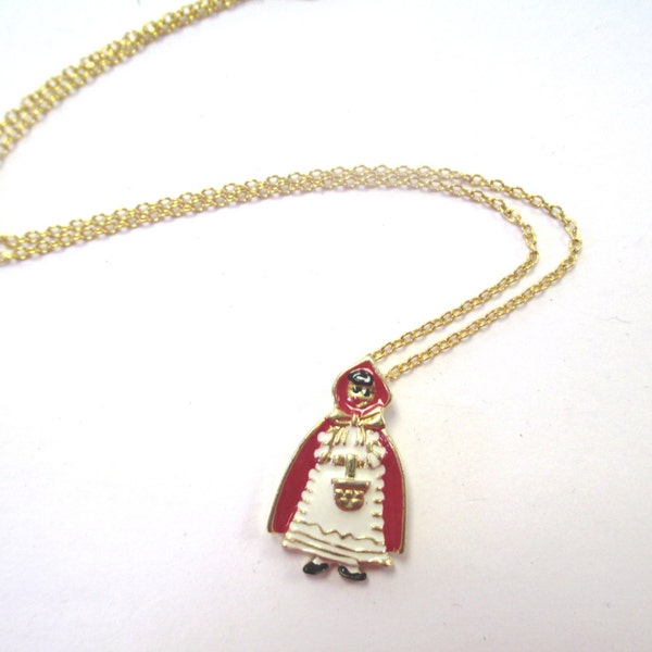 Vintage Little Red Riding Hood collier animaux morts