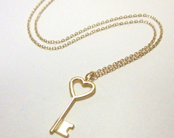 Vintage Heart Key Necklace DEADSTOCK