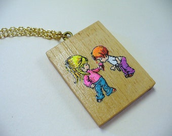 Vintage Love Is Wooden Necklace DEADSTOCK