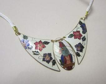 Vintage Parrot Cloisonne Choker Necklace DEADSTOCK