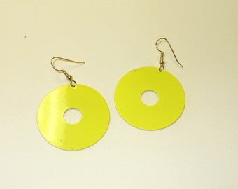 Vintage Bright Yellow Circle Earrings DEADSTOCK