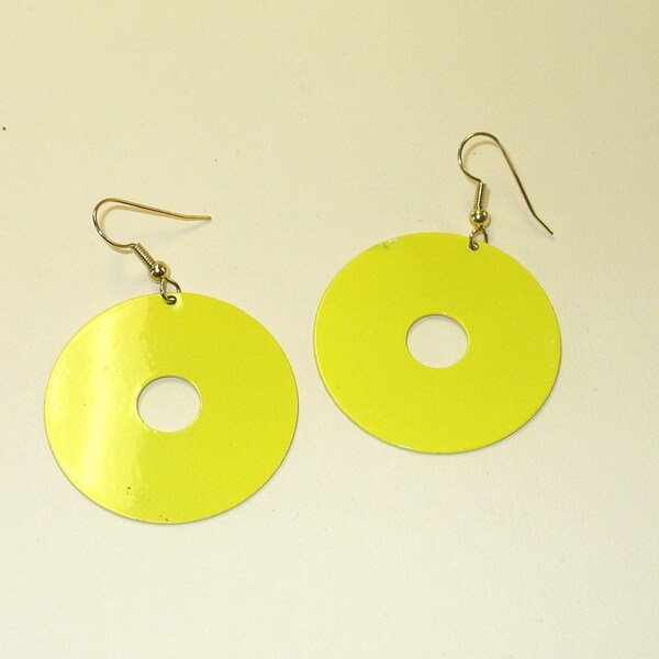 Vintage Bright Yellow Circle Earrings DEADSTOCK