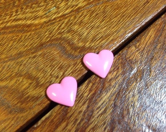 Vintage 1980s pink painted metal heart post earrings DEADSTOCK