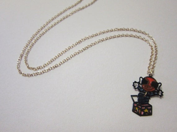 Vintage Googly Eyed Jack in the Box Necklace - image 3