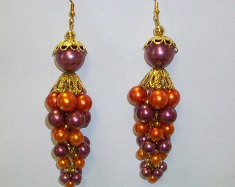 Vintage Gaudy Beaded Chandelier Earrings DEADSTOCK