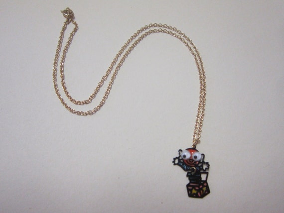 Vintage Googly Eyed Jack in the Box Necklace - image 2
