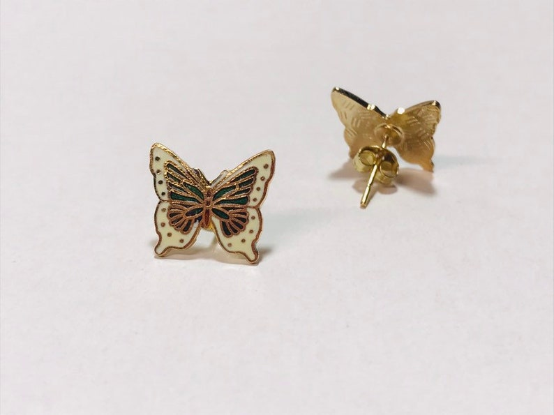 Vintage cloisonné butterfly earrings image 3