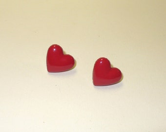 Vintage Red Heart Post Earrings DEADSTOCK