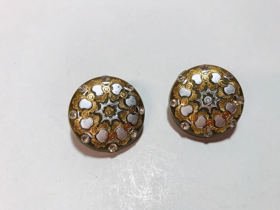 Vintage 50's Rhinestone Clip On Earrings GLAMOUR - image 3