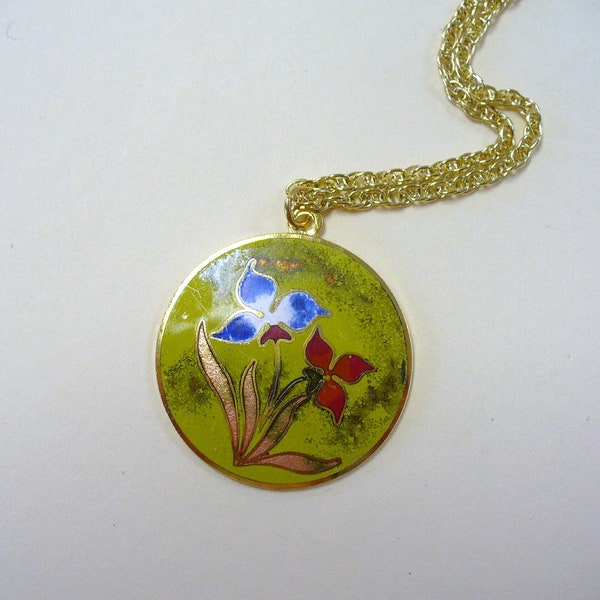 Vintage Floral Enamel Necklace DEADSTOCK