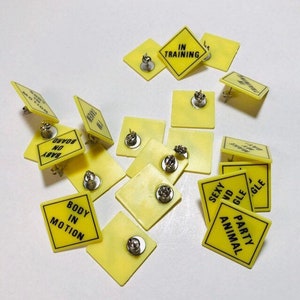 Vintage 1990s yellow caution sign earrings image 7