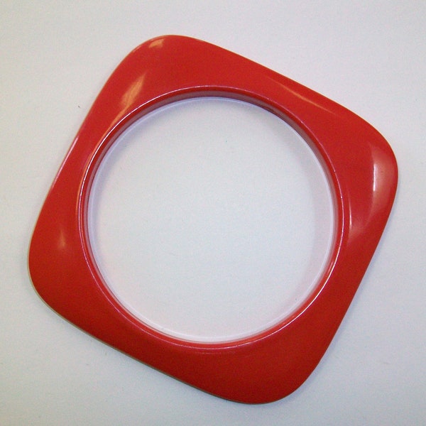 Vintage Square Red Plastic Bangle Bracelet DEADSTOCK