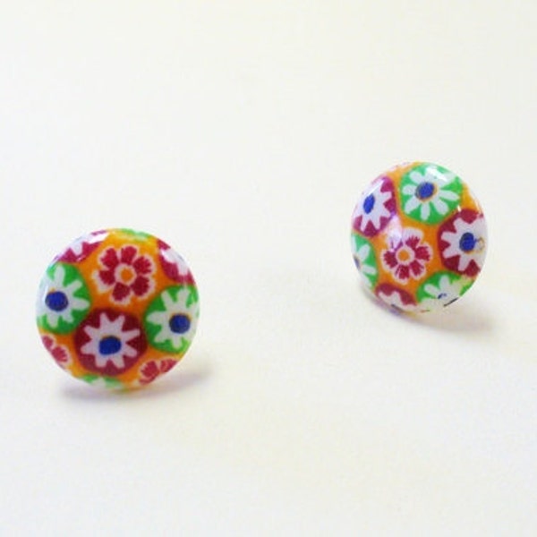 Vintage Pop Art Pansy Earrings DEADSTOCK