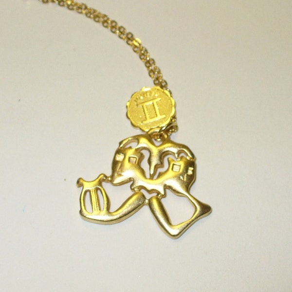 Vintage Gemini Zodiac Necklace DEADSTOCK