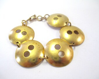 Vintage 1960's Gold-Tone Antique Button Style Bracelet DEADSTOCK