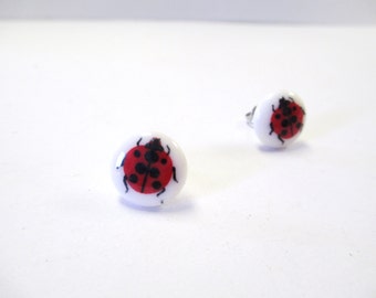 Vintage 80's Plastic Ladybug Post Earrings DEADSTOCK