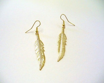 Gold Feather Earrings