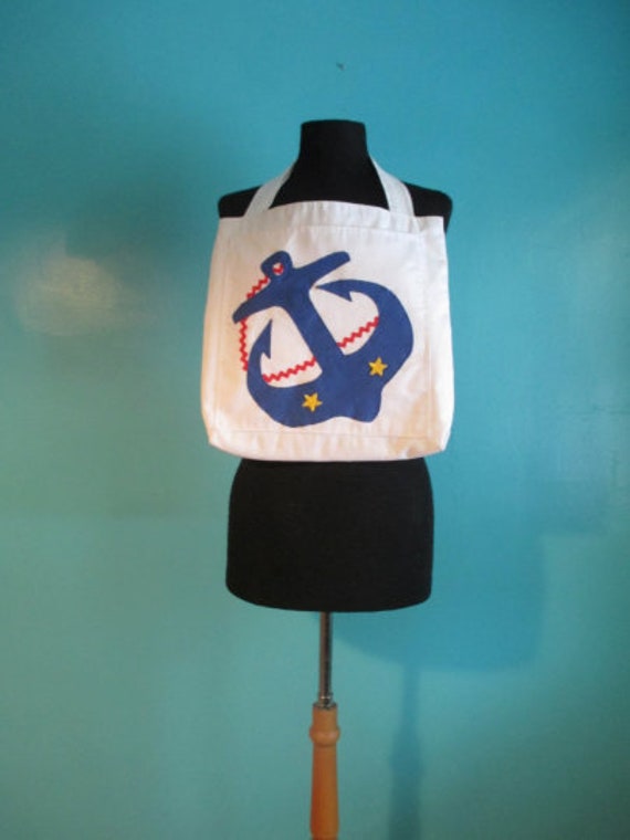 Vintage Nautical Anchor Tote Bag