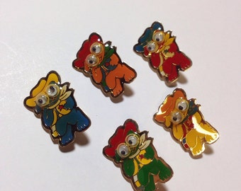 Vintage 1970s googly eye cowboy puppy dog pins DEADSTOCK