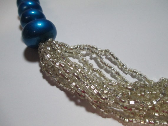 Vintage Glass Seed Bead Turquoise Plastic Multi S… - image 3