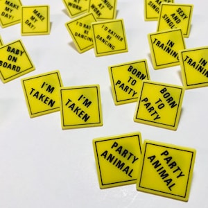 Vintage 1990s yellow caution sign earrings image 1