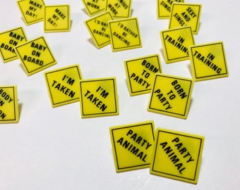 Vintage 1990s yellow caution sign earrings