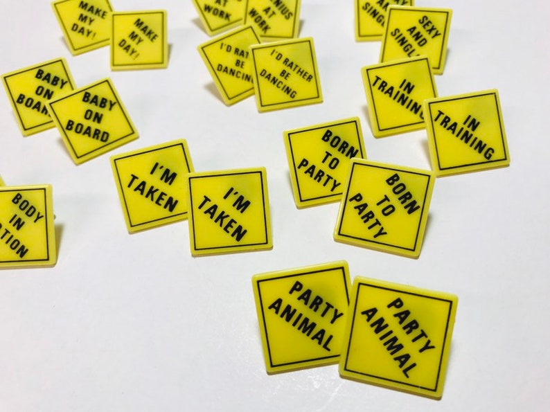 Vintage 1990s yellow caution sign earrings image 1