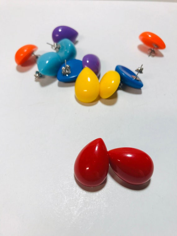 Vintage 80's Rainbow Teardrop Earrings - image 1